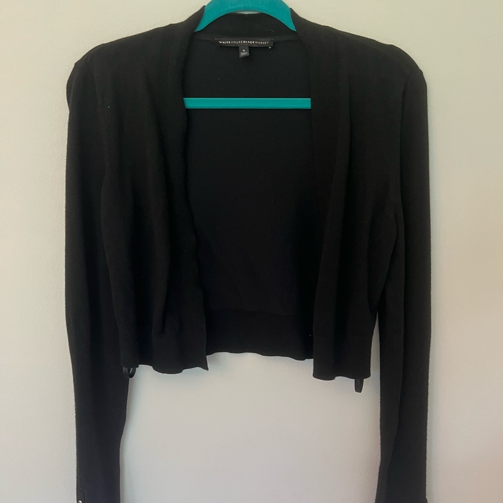 Never worn White House Black Market Black Cardigan with button detail cuff